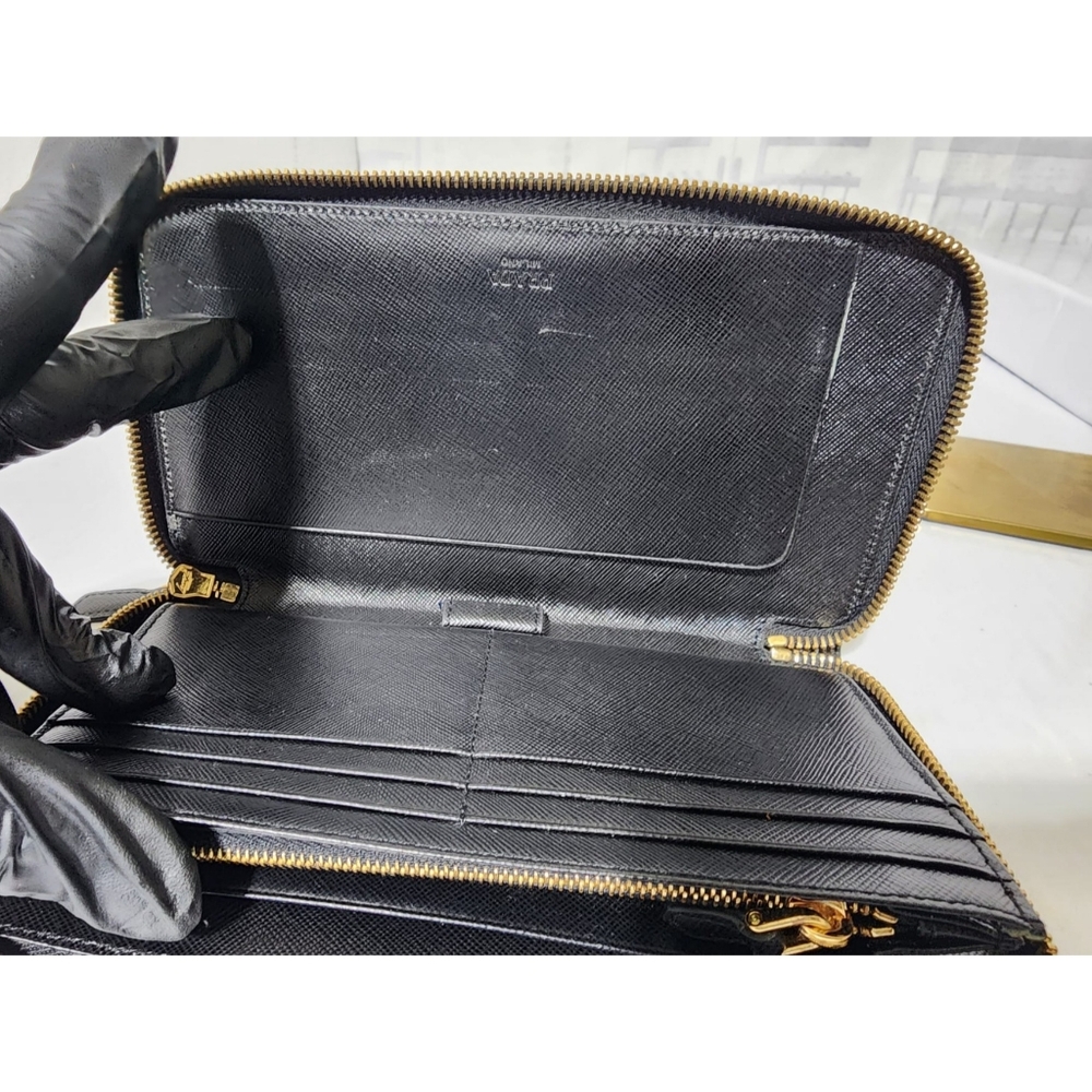 Prada Saffiano Leather Zippy Long Continental Wallet Black - Picture 12 of 13
